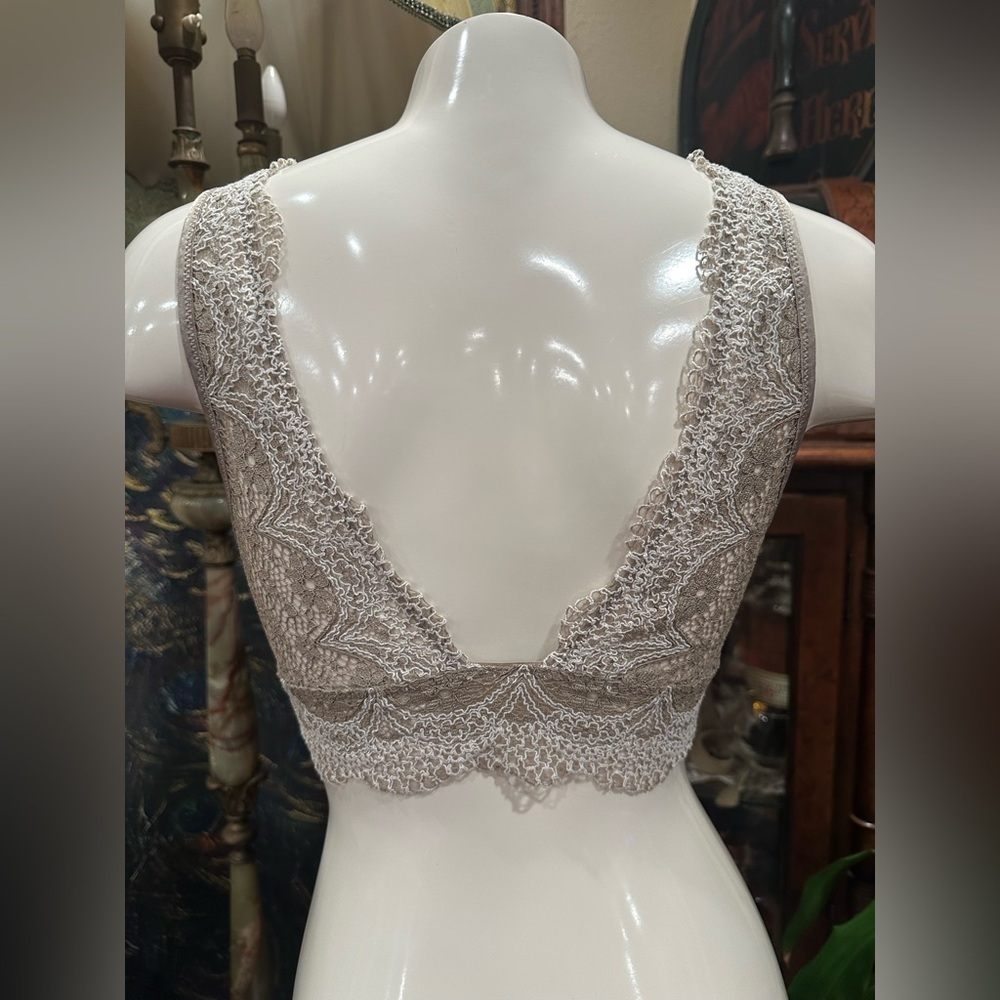 Victoria's Secret Boho Lace Longline Bralette Taupe Bra Small - Picture 6 of 10